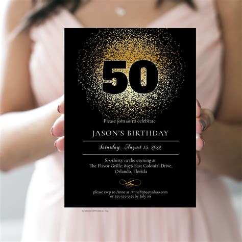 50th birthday gold and black